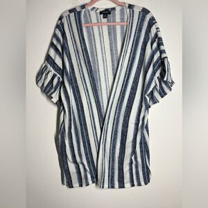Rouge Collection Stripe Ruffle Sleeve Cardigan Size 2X